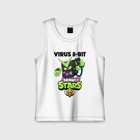 Детская майка хлопок с принтом BRAWL STARS VIRUS 8 BIT ,  |  | bibi | brawl stars | coach mike | crow | leon | leon shark | max | mecha crow | mr.p | phoenix | sally leon | spike | sprout | tara | unicorn | virus 8 bit | werewolf | ворон | оборотень