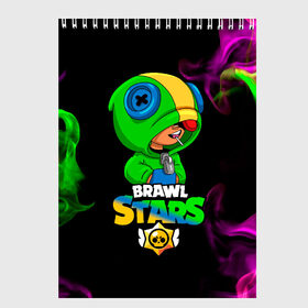 Скетчбук с принтом Leon Brawl Stars , 100% бумага
 | 48 листов, плотность листов — 100 г/м2, плотность картонной обложки — 250 г/м2. Листы скреплены сверху удобной пружинной спиралью | Тематика изображения на принте: brawl stars | brawl stars leon | leon | leon green | leon зеленый | бравл старс | зеленый леон | леон | леон огонь | леон старс | скин зеленый