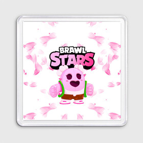 Магнит 55*55 с принтом Sakura Spike Brawl Stars , Пластик | Размер: 65*65 мм; Размер печати: 55*55 мм | brawl | brawl stars | sakura spike | spike | бравл | бравл кактус | бравл старс | кактус | сакура спайк | спайк | спайк бравл старс