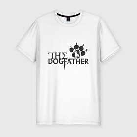 Мужская футболка хлопок Slim с принтом The Dogfather , 92% хлопок, 8% лайкра | приталенный силуэт, круглый вырез ворота, длина до линии бедра, короткий рукав | amimals | dog | doggy | woof | арт | боксер | бульдог | бультерьер | волк | гав | доберман | дог | долматинец | друг | животные | йорк | картинка | мопс | овчарка | пёс | песик | питомец | пудель | рисунок | сенбернар