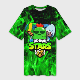 Платье-футболка 3D с принтом Brawl Stars TRIO ,  |  | 8 bit | 8 бит | bibi | brawl | brawl stars | crow | leon | spike | sprout | stars | бравл | бравл старс | браво старс | игра | компьютерная | кров | леон | онлайн | старс