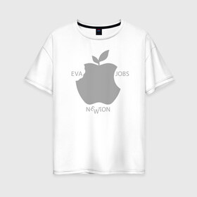 Женская футболка хлопок Oversize с принтом Яблоко , 100% хлопок | свободный крой, круглый ворот, спущенный рукав, длина до линии бедер
 | apple | eva | jobs | leaf | newton | джобс | ева | лист | ньютон | яблоко