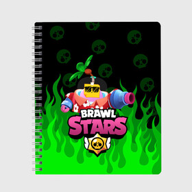 Тетрадь с принтом СПРАУТ BRAWL STARS , 100% бумага | 48 листов, плотность листов — 60 г/м2, плотность картонной обложки — 250 г/м2. Листы скреплены сбоку удобной пружинной спиралью. Уголки страниц и обложки скругленные. Цвет линий — светло-серый
 | brawl | brawl stars | brawl stars sprout | clash | sprout | tropical sprout | бравл старс | игра | мобильные игры | спраут | тропический спрут