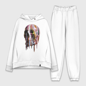 Женский костюм хлопок Oversize с принтом Color ,  |  | color | jaw | orbits | paint | skull | глазницы | пасть | цвет | череп