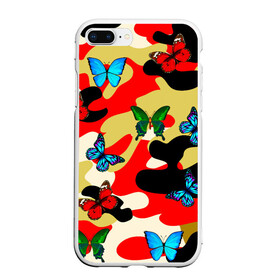 Чехол для iPhone 7Plus/8 Plus матовый с принтом Камуфляжные бабочки , Силикон | Область печати: задняя сторона чехла, без боковых панелей | Тематика изображения на принте: бабочки | камуфляж | камуфляжные бабочки | хаки