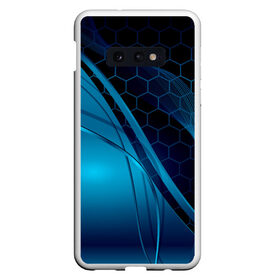 Чехол для Samsung S10E с принтом ABSTRACT BLUE , Силикон | Область печати: задняя сторона чехла, без боковых панелей | Тематика изображения на принте: abstraction | geometry | hexagon | neon | paints | stripes | texture | triangle | абстракция | брызги | геометрия | краски | неон | неоновый | соты | текстура