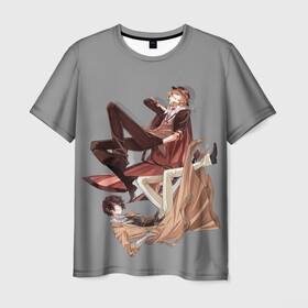 Мужская футболка 3D с принтом Дазай и Чуя , 100% полиэфир | прямой крой, круглый вырез горловины, длина до линии бедер | bungou stray dogs | аниме | великие из бродячих псов | дазай и чуя