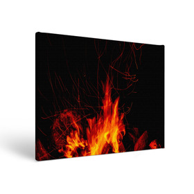 Холст прямоугольный с принтом Ночной костер в лесу , 100% ПВХ |  | Тематика изображения на принте: дрова | искры | ночь | огонь