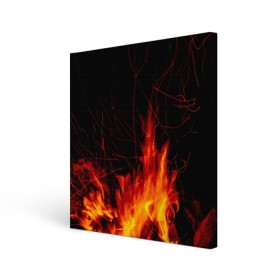 Холст квадратный с принтом Ночной костер в лесу , 100% ПВХ |  | Тематика изображения на принте: дрова | искры | ночь | огонь