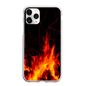 Чехол для iPhone 11 Pro матовый с принтом Ночной костер в лесу , Силикон |  | дрова | искры | ночь | огонь