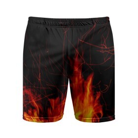 Мужские шорты спортивные с принтом Ночной костер в лесу ,  |  | Тематика изображения на принте: дрова | искры | ночь | огонь
