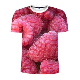 Мужская футболка 3D спортивная с принтом Очень много малины , 100% полиэстер с улучшенными характеристиками | приталенный силуэт, круглая горловина, широкие плечи, сужается к линии бедра | Тематика изображения на принте: плоды | ягоды