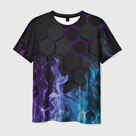 Мужская футболка 3D с принтом Fire , 100% полиэфир | прямой крой, круглый вырез горловины, длина до линии бедер | fire | psicodelic | абстрактный | абстракция | калейдоскоп | огонь | пламя | пламя космос | психоделика | радужный | разводы красок | северное сияние | синий огонь | фиолетовый | фракталы