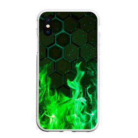 Чехол для iPhone XS Max матовый с принтом Fire , Силикон | Область печати: задняя сторона чехла, без боковых панелей | Тематика изображения на принте: fire | psicodelic | абстрактный | абстракция | зелёный | зеленый огонь | калейдоскоп | огонь | пламя | пламя космос | психоделика | радужный | разводы красок | северное сияние | фракталы