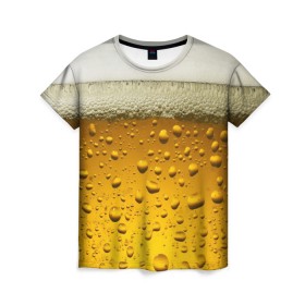 Женская футболка 3D с принтом ПИВО , 100% полиэфир ( синтетическое хлопкоподобное полотно) | прямой крой, круглый вырез горловины, длина до линии бедер | beer | textures | бир | напитки | пенное | текстуры | фон