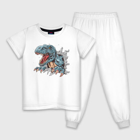 Детская пижама хлопок с принтом Годзилла , 100% хлопок |  брюки и футболка прямого кроя, без карманов, на брюках мягкая резинка на поясе и по низу штанин
 | godzilla | годзила | годзилла | дракон | животные | зверь | рисунок | хищник