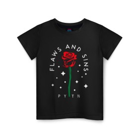 Детская футболка хлопок с принтом PYTN X ROSE (НА СПИНЕ). , 100% хлопок | круглый вырез горловины, полуприлегающий силуэт, длина до линии бедер | payton | payton moormeie | pytn | rose | блогер | знаменитость | пейтон | пейтон моормиер | тиктоенр