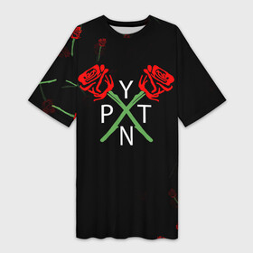 Платье-футболка 3D с принтом PAYTON MOORMEIER   ТИКТОК | РОЗЫ ,  |  | flower | payton moormeier | roses | tiktok | автограф payton | блогер | пейтон | пейтон моормиер | розы | тикток | тиктокер | цветы | ютубер