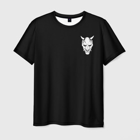 Мужская футболка 3D с принтом Демон Они (Принт на спине) , 100% полиэфир | прямой крой, круглый вырез горловины, длина до линии бедер | cyberpunk | demon | japan | kyoto | oni | tokyo | аниме | демон | киберпанк | маска | они | стиль | ханья | япония | японский