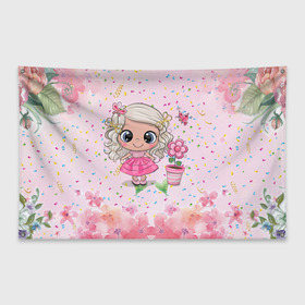 Флаг-баннер с принтом Маленькая принцесса , 100% полиэстер | размер 67 х 109 см, плотность ткани — 95 г/м2; по краям флага есть четыре люверса для крепления | бабочка | девочка | девочке | маленькая | милая | сердечки | цветочки
