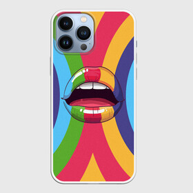 Чехол для iPhone 13 Pro Max с принтом Радужные губы | Rainbow lips ,  |  | вписка | губы | зубы | клуб | пафос | пафосная | поцелуй | радуга | радужно | рот | сочность | сочные | туса | тусовка | улыбка | язык