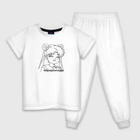 Детская пижама хлопок с принтом Еда Делает Меня Счастливой! SM , 100% хлопок |  брюки и футболка прямого кроя, без карманов, на брюках мягкая резинка на поясе и по низу штанин
 | Тематика изображения на принте: 90s | anime girl | cute | kawaii | luna | sailor moon | usagi tsukino | аниме | аниме девушка | каваии | кавай | луна | манга | марс | меркурий | сейлор | сейлор мун | усаги цукино