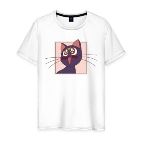 Мужская футболка хлопок с принтом Luna, Sailor Moon , 100% хлопок | прямой крой, круглый вырез горловины, длина до линии бедер, слегка спущенное плечо. | 90s | cat | cute | kawaii | kitty | luna | sailor moon | usagi tsukino | аниме | каваии | кавай | кот | котики | луна | манга | марс | меркурий | милота | сейлор | сейлор мун | усаги цукино