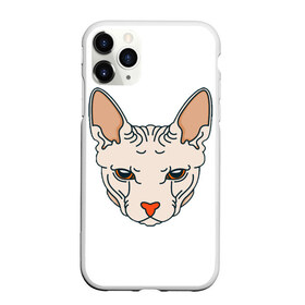 Чехол для iPhone 11 Pro матовый с принтом Сфинкс , Силикон |  | арт | животные | картинка | лысая кошка | лысый кот | мультяшный принт | нарисованная кошка | нарисованный кот | принт | рисунок | сфинкс