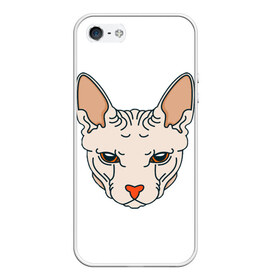 Чехол для iPhone 5/5S матовый с принтом Сфинкс , Силикон | Область печати: задняя сторона чехла, без боковых панелей | арт | животные | картинка | лысая кошка | лысый кот | мультяшный принт | нарисованная кошка | нарисованный кот | принт | рисунок | сфинкс