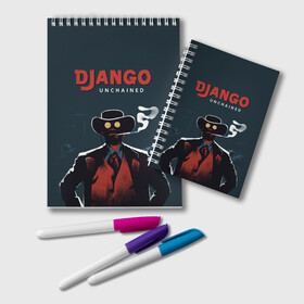 Блокнот с принтом Django , 100% бумага | 48 листов, плотность листов — 60 г/м2, плотность картонной обложки — 250 г/м2. Листы скреплены удобной пружинной спиралью. Цвет линий — светло-серый
 | Тематика изображения на принте: django | tarantino | джанго | джанго освобожденный | тарантино