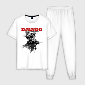 Мужская пижама хлопок с принтом Django , 100% хлопок | брюки и футболка прямого кроя, без карманов, на брюках мягкая резинка на поясе и по низу штанин
 | django | tarantino | джанго | джанго освобожденный | тарантино