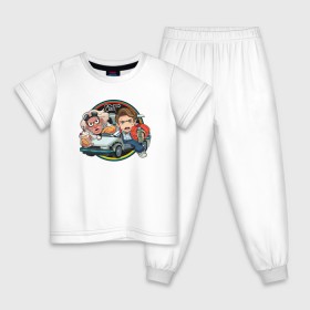 Детская пижама хлопок с принтом Back to the Future , 100% хлопок |  брюки и футболка прямого кроя, без карманов, на брюках мягкая резинка на поясе и по низу штанин
 | Тематика изображения на принте: django | tarantino | джанго | джанго освобожденный | тарантино
