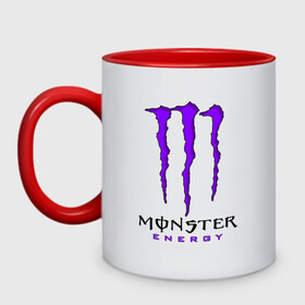 Кружка двухцветная с принтом MONSTER ENERGY , керамика | объем — 330 мл, диаметр — 80 мм. Цветная ручка и кайма сверху, в некоторых цветах — вся внутренняя часть | black monster | bmx | claw | cybersport | energy | monster | monster energy | moto | motocross | race | sport | киберспорт | когти | монстер энерджи | монстр | мото | мотокросс | ралли | скейтбординг | спорт | т | энергия