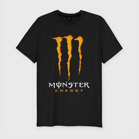 Мужская футболка хлопок Slim с принтом MONSTER ENERGY , 92% хлопок, 8% лайкра | приталенный силуэт, круглый вырез ворота, длина до линии бедра, короткий рукав | black monster | bmx | claw | cybersport | energy | monster | monster energy | moto | motocross | race | sport | киберспорт | когти | монстер энерджи | монстр | мото | мотокросс | ралли | скейтбординг | спорт | т | энергия