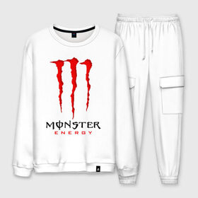 Мужской костюм хлопок с принтом MONSTER ENERGY , 100% хлопок | на свитшоте круглая горловина, мягкая резинка по низу. Брюки заужены к низу, на них два вида карманов: два “обычных” по бокам и два объемных, с клапанами, расположенные ниже линии бедра. Брюки с мягкой трикотажной резинкой на поясе и по низу штанин. В поясе для дополнительного комфорта — широкие завязки | black monster | bmx | claw | cybersport | energy | monster | monster energy | moto | motocross | race | sport | киберспорт | когти | монстер энерджи | монстр | мото | мотокросс | ралли | скейтбординг | спорт | т | энергия