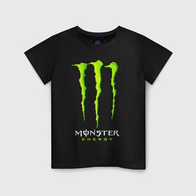 Детская футболка хлопок с принтом MONSTER ENERGY , 100% хлопок | круглый вырез горловины, полуприлегающий силуэт, длина до линии бедер | Тематика изображения на принте: black monster | bmx | claw | cybersport | energy | monster | monster energy | moto | motocross | race | sport | киберспорт | когти | монстер энерджи | монстр | мото | мотокросс | ралли | скейтбординг | спорт | т | энергия