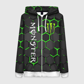 Женская толстовка 3D на молнии с принтом MONSTER ENERGY , 100% полиэстер | длина до линии бедра, манжеты и пояс оформлены мягкой тканевой резинкой, двухслойный капюшон со шнурком для регулировки, спереди молния, по бокам два кармана | black monster | bmx | claw | cybersport | energy | monster | monster energy | moto | motocross | race | sport | киберспорт | когти | монстер энерджи | монстр | мото | мотокросс | ралли | скейтбординг | спорт | т | энергия