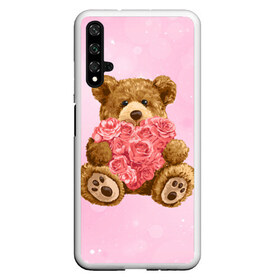 Чехол для Honor 20 с принтом Плюшевый медведь с сердечком , Силикон | Область печати: задняя сторона чехла, без боковых панелей | арт | животные | картинка | медвежонок | мишка | плюшевый медведь | рисунок | розовые цветы | розочки | розы | сердечко | сердце | сердце из роз | цветы