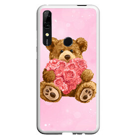 Чехол для Honor P Smart Z с принтом Плюшевый медведь с сердечком , Силикон | Область печати: задняя сторона чехла, без боковых панелей | арт | животные | картинка | медвежонок | мишка | плюшевый медведь | рисунок | розовые цветы | розочки | розы | сердечко | сердце | сердце из роз | цветы