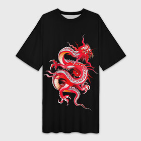 Платье-футболка 3D с принтом Дракон ,  |  | арт | дракон | дракоша | животные | картинка | китайский дракон | красный дракон | рисунок | японский дракон | ящер