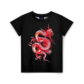 Детская футболка 3D с принтом Дракон , 100% гипоаллергенный полиэфир | прямой крой, круглый вырез горловины, длина до линии бедер, чуть спущенное плечо, ткань немного тянется | арт | дракон | дракоша | животные | картинка | китайский дракон | красный дракон | рисунок | японский дракон | ящер