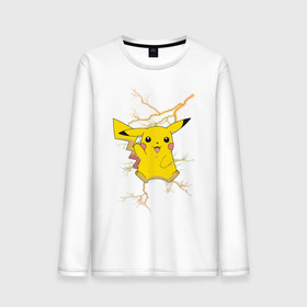 Мужской лонгслив хлопок с принтом Pikachu , 100% хлопок |  | anime | pikachu | pokemon | pokemon logo | аниме | анимэ | пика | пикачу | покемон | покемон постер | эш и пикачу | эш кетчум | япония | японский