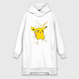 Платье-худи хлопок с принтом Пикачу молния ,  |  | anime | pikachu | pokemon | pokemon logo | аниме | анимэ | пика | пикачу | покемон | покемон постер | эш и пикачу | эш кетчум | япония | японский