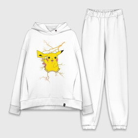 Женский костюм хлопок Oversize с принтом Пикачу молния ,  |  | anime | pikachu | pokemon | pokemon logo | аниме | анимэ | пика | пикачу | покемон | покемон постер | эш и пикачу | эш кетчум | япония | японский