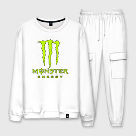 Мужской костюм хлопок с принтом MONSTER ENERGY , 100% хлопок | на свитшоте круглая горловина, мягкая резинка по низу. Брюки заужены к низу, на них два вида карманов: два “обычных” по бокам и два объемных, с клапанами, расположенные ниже линии бедра. Брюки с мягкой трикотажной резинкой на поясе и по низу штанин. В поясе для дополнительного комфорта — широкие завязки | black monster | bmx | claw | cybersport | energy | monster | monster energy | moto | motocross | race | sport | киберспорт | когти | монстер энерджи | монстр | мото | мотокросс | ралли | скейтбординг | спорт | т | энергия