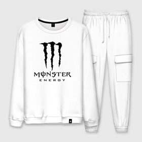 Мужской костюм хлопок с принтом MONSTER ENERGY , 100% хлопок | на свитшоте круглая горловина, мягкая резинка по низу. Брюки заужены к низу, на них два вида карманов: два “обычных” по бокам и два объемных, с клапанами, расположенные ниже линии бедра. Брюки с мягкой трикотажной резинкой на поясе и по низу штанин. В поясе для дополнительного комфорта — широкие завязки | black monster | bmx | claw | cybersport | energy | monster | monster energy | moto | motocross | race | sport | киберспорт | когти | монстер энерджи | монстр | мото | мотокросс | ралли | скейтбординг | спорт | т | энергия