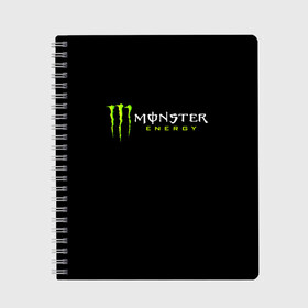 Тетрадь с принтом MONSTER ENERGY , 100% бумага | 48 листов, плотность листов — 60 г/м2, плотность картонной обложки — 250 г/м2. Листы скреплены сбоку удобной пружинной спиралью. Уголки страниц и обложки скругленные. Цвет линий — светло-серый
 | black monster | bmx | claw | cybersport | energy | monster | monster energy | moto | motocross | race | sport | киберспорт | когти | монстер энерджи | монстр | мото | мотокросс | ралли | скейтбординг | спорт | т | энергия