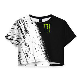 Женская футболка Crop-top 3D с принтом MONSTER ENERGY , 100% полиэстер | круглая горловина, длина футболки до линии талии, рукава с отворотами | black monster | bmx | claw | cybersport | energy | monster | monster energy | moto | motocross | race | sport | киберспорт | когти | монстер энерджи | монстр | мото | мотокросс | ралли | скейтбординг | спорт | т | энергия