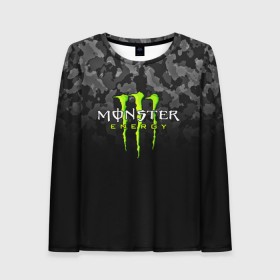 Женский лонгслив 3D с принтом MONSTER ENERGY , 100% полиэстер | длинные рукава, круглый вырез горловины, полуприлегающий силуэт | black monster | bmx | claw | cybersport | energy | monster | monster energy | moto | motocross | race | sport | киберспорт | когти | монстер энерджи | монстр | мото | мотокросс | ралли | скейтбординг | спорт | т | энергия