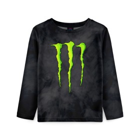 Детский лонгслив 3D с принтом MONSTER ENERGY , 100% полиэстер | длинные рукава, круглый вырез горловины, полуприлегающий силуэт
 | black monster | bmx | claw | cybersport | energy | monster | monster energy | moto | motocross | race | sport | киберспорт | когти | монстер энерджи | монстр | мото | мотокросс | ралли | скейтбординг | спорт | т | энергия